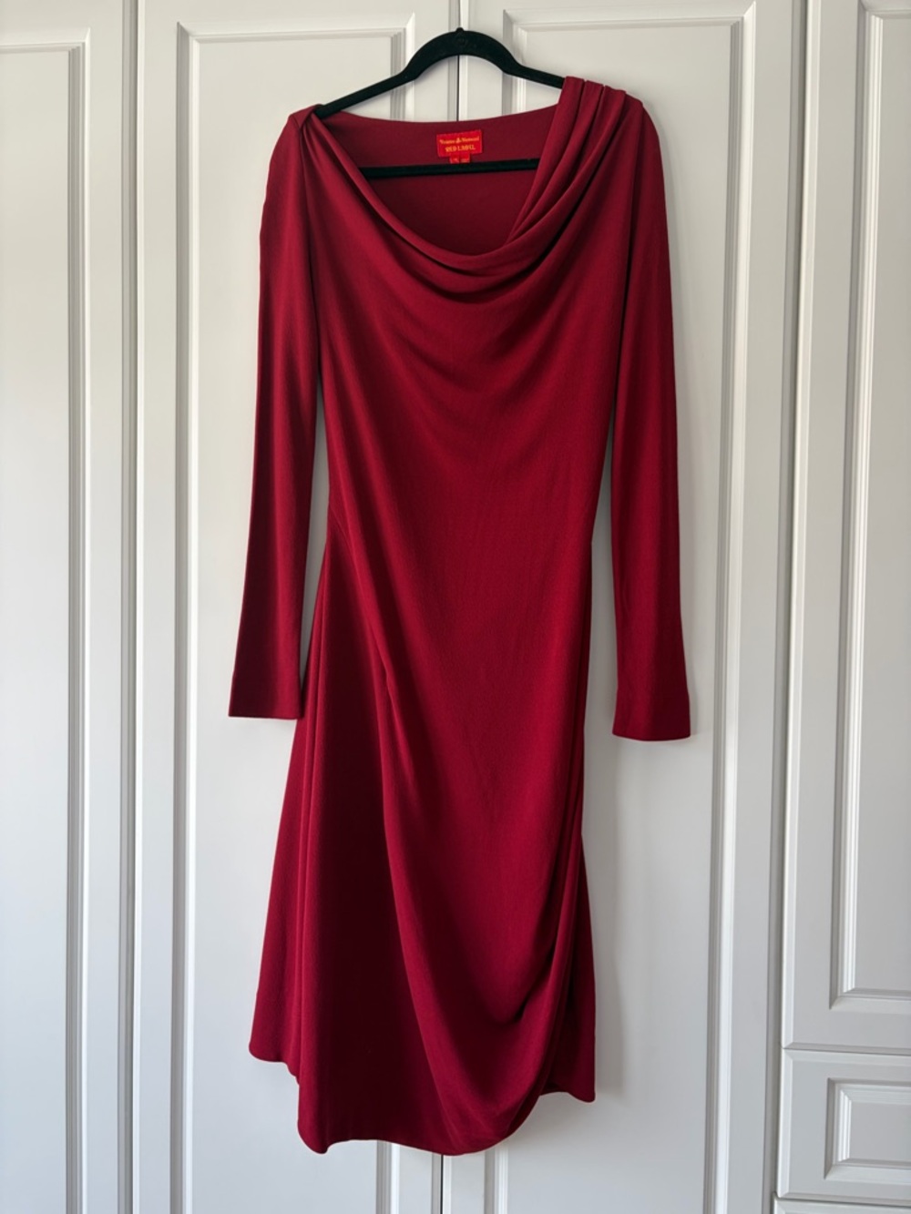 Vivienne Westwood Red Label Sculpted Jersey Draped Dress long sleeve, sz Medium